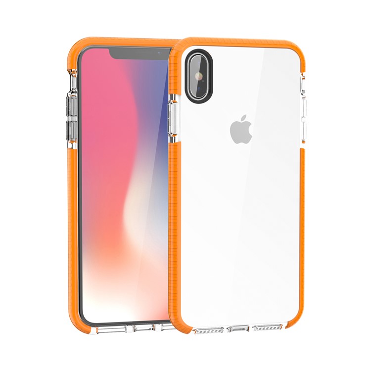 

Bi-color Drop-proof Soft TPU Mobile Cover for iPhone Xs Max 6.5-inch - Orange / Transparent, iPhone XS Max