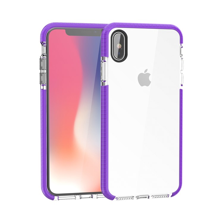 

Bi-color Drop-proof Soft TPU Phone Accessory Case for iPhone Xs Max 6.5-inch - Purple / Transparent, iPhone XS Max