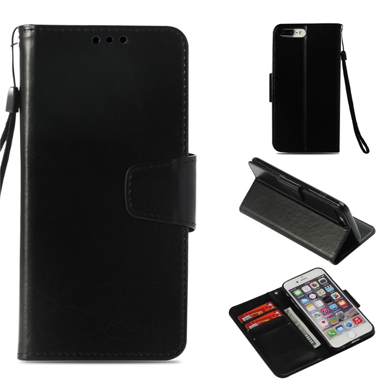 

Retro PU Leather Stand Magnetic Mobile Casing for iPhone 8 Plus / 7 Plus 5.5 inch - Black, iPhone 8 Plus