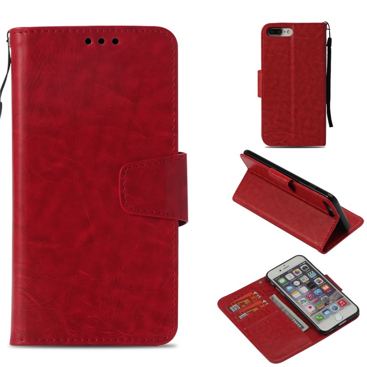 

Retro PU Leather Stand Magnetic Mobile Case for iPhone 8 Plus / 7 Plus 5.5 inch - Red, iPhone 8 Plus
