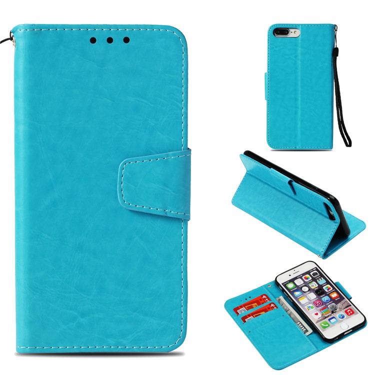 

Retro PU Leather Stand Magnetic Phone Case for iPhone 8 Plus / 7 Plus 5.5 inch - Blue, iPhone 8 Plus