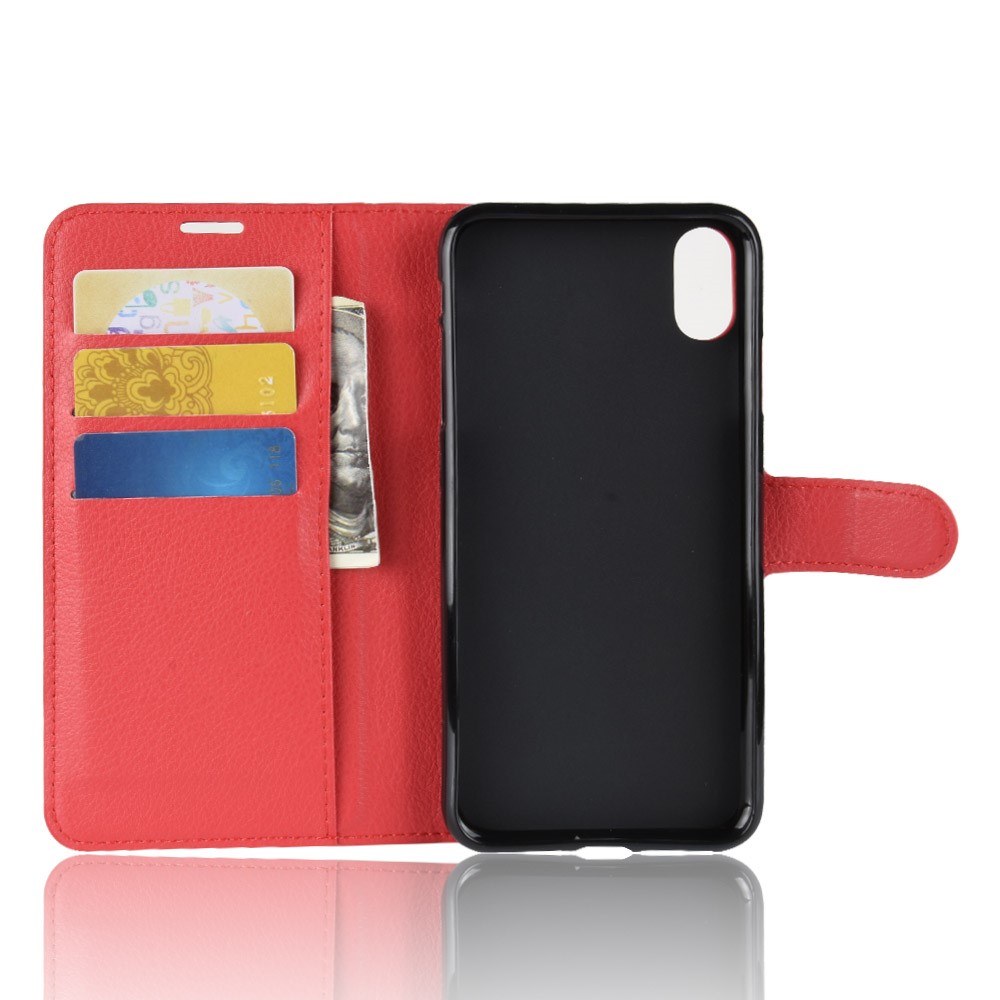 Litchi Texture Wallet Stand Leather Flip Cover Accessory for iPhone XR 6.1 inch - Red-3