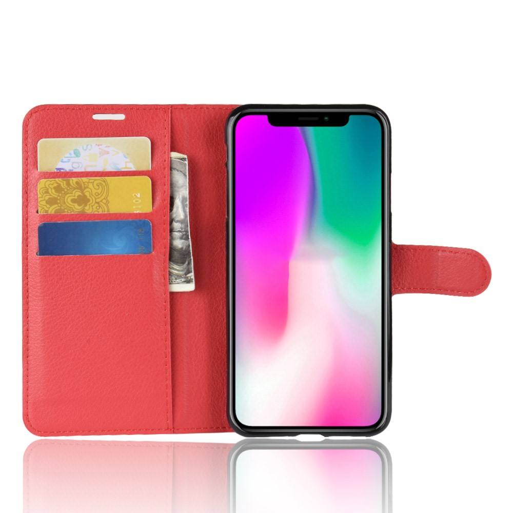 Litchi Texture Wallet Stand Leather Flip Cover Accessory for iPhone XR 6.1 inch - Red-4