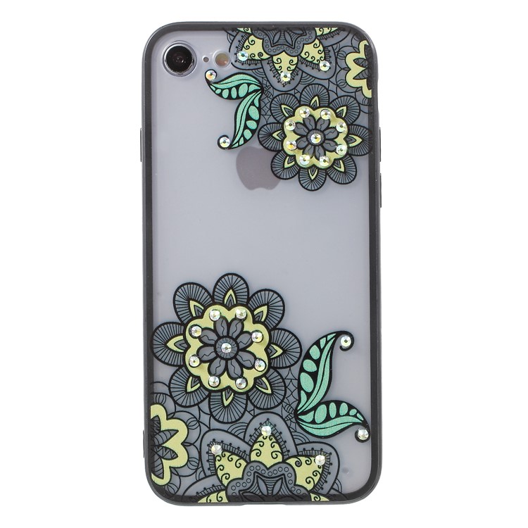 

Украшение Цветочным Узором Rhinestone TPU + PC Гибридное Покрытие Корпуса Для Iphone 8/7 - Стиль H, iPhone 8
