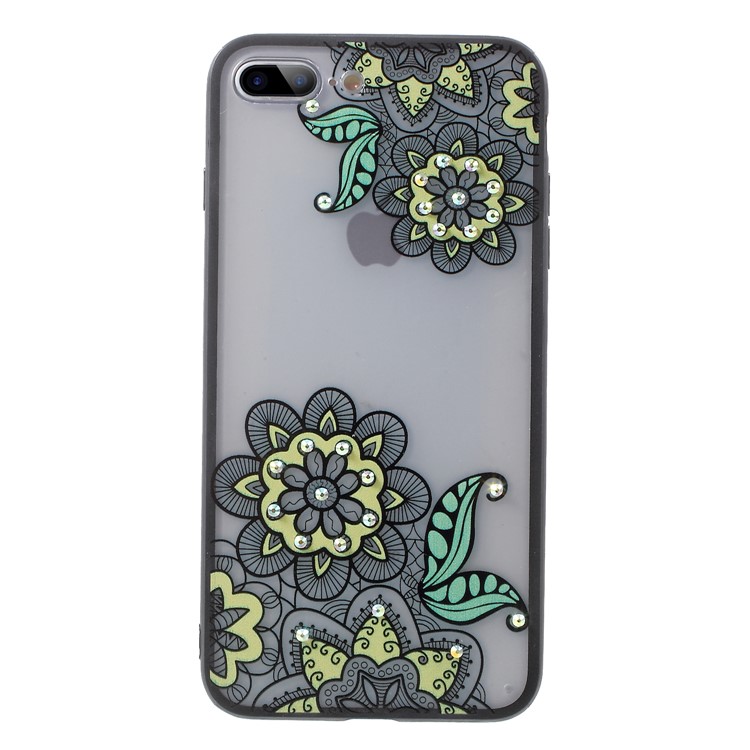 

Embossment Rhinestone Decor PC TPU Hybrid Mobile Phone Casing for iPhone 8 Plus / 7 Plus - Flowers Pattern
