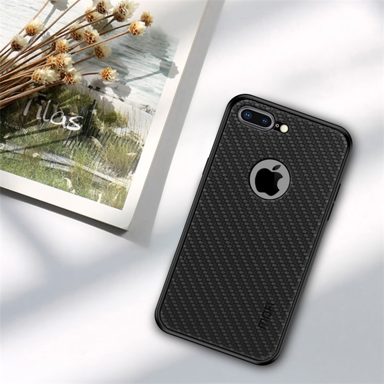 

MOFI for iPhone 8 Plus Honor Series Woven Texture PU Leather Coated PC TPU Phone Case with Logo Cutout - Black, iPhone 8 Plus 5.5 inch