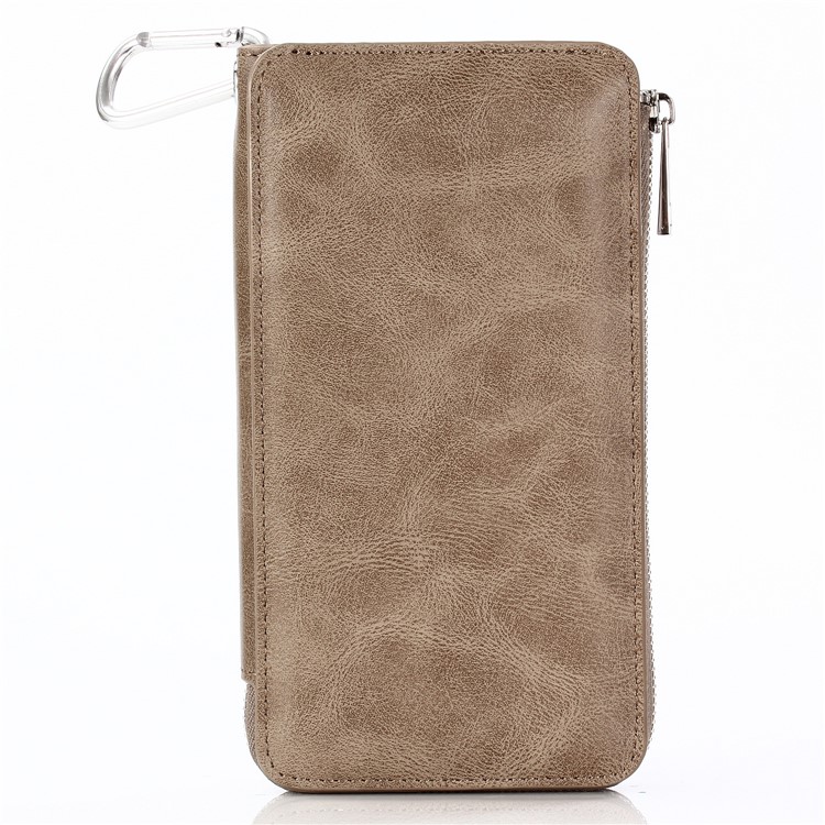 

Detachable 2-in-1 Zippered Multi-slot Wallet Leather Shell with Carabiner for iPhone 8 Plus / 7 Plus / 6s Plus / 6 Plus - Khaki