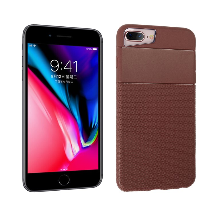 

Triangle Pattern TPU Protection Case for iPhone 8 Plus / 7 Plus - Brown
