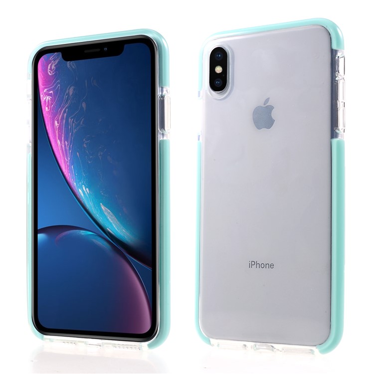 Bi-color Soft Mobile Phone TPU Case for iPhone XS Max 6.5 inch - Cyan-1