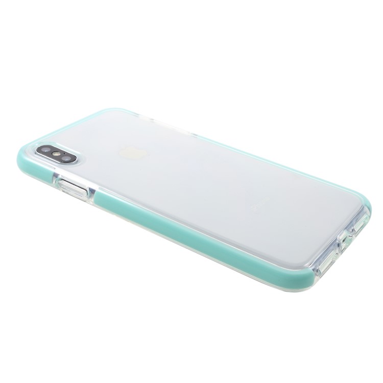 Bi-color Soft Mobile Phone TPU Case for iPhone XS Max 6.5 inch - Cyan-3