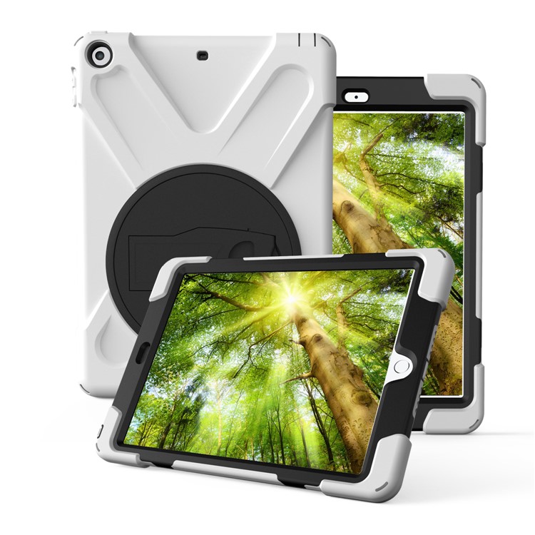 

X-shape PC + TPU 360-градусная Поворотная Подставка Для Ipad 9.7 (2018) /9.7 (2017) - Белый, iPad 9.7 (2018)