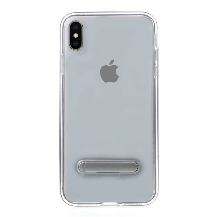 

Clear Back PC + TPU Hybrid Protective Cover with Kickstand for iPhone XS Max 6.5 inch - Grey