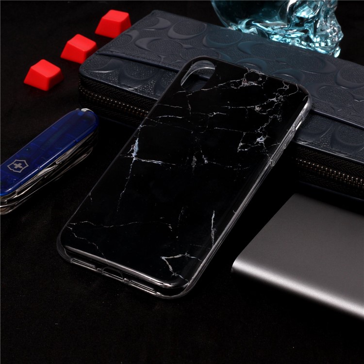 Pattern Printing IMD TPU Gel Cover Case for iPhone Xs Max 6.5-inch - Black Marble-4