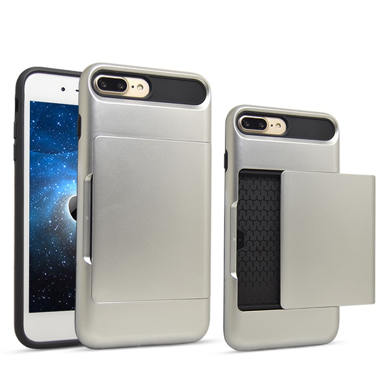 

Держатель Слайдов PC TPU Гибридный Чехол Для Iphone 8 Плюс / 7 Плюс 5,5 Дюймов - Серебряный, iPhone 8 Plus
