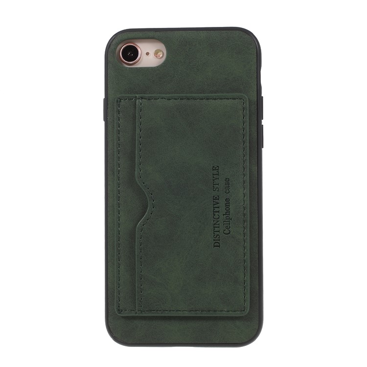 

Retro Style PU leather Coated TPU Card Holder Kickstand Phone Cover for iPhone 8 / 7 4.7 inch - Green