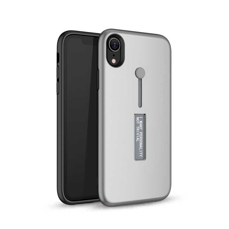 

TPU + PC Гибридный Карманный Чехол Для Подставки Для Iphone 9 - Серебряный, iPhone XR 6.1 inch