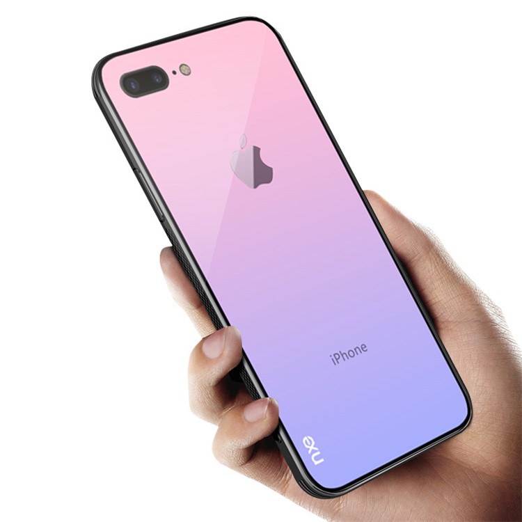 

NXE Шаблон Градиента Рампы 9H Стекла Назад + TPU Края Гибридная Крышка Для Iphone 8 Плюс / 7 Плюс 5,5 Дюймов - Розовый / Пурпурный, iPhone 8 Plus