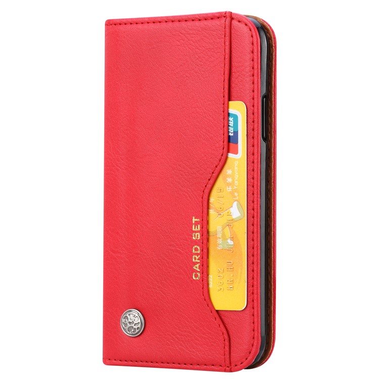 Auto-absorbed PU Leather Stand Wallet Phone Cover for iPhone XS Max 6.5 inch - Red-3