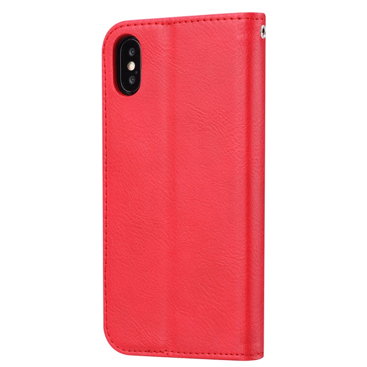 Auto-absorbed PU Leather Stand Wallet Phone Cover for iPhone XS Max 6.5 inch - Red-4