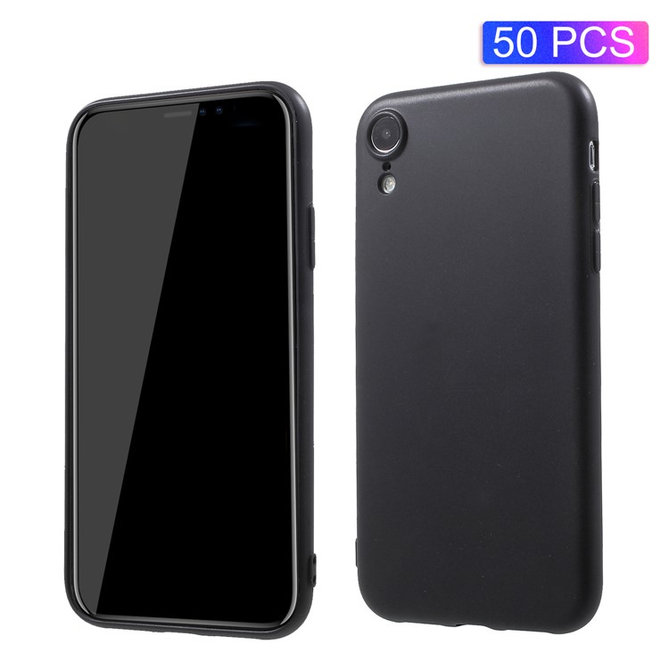 

50Pcs/Set Matte Pudding Soft TPU Mobile Phone Covers for iPhone XR 6.1 inch - Black, iPhone XR