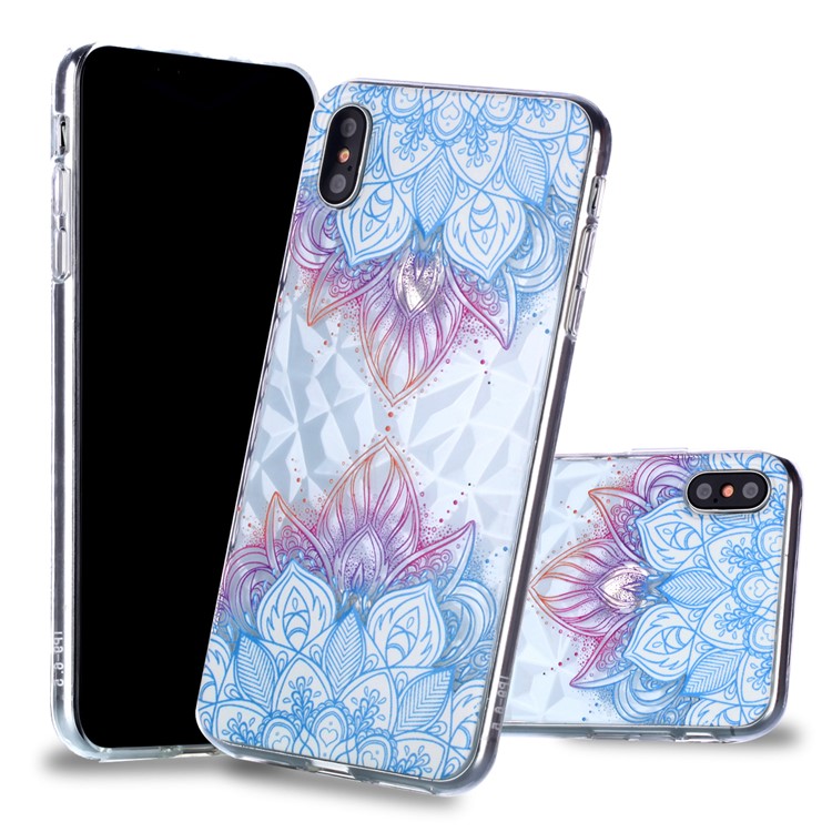 

Для Iphone 9 Плюс Тиснение Цветочным Узором 3D Алмазная Поверхность ТПУ Корпус Телефона - Лотос, iPhone XS Max 6.5 inch