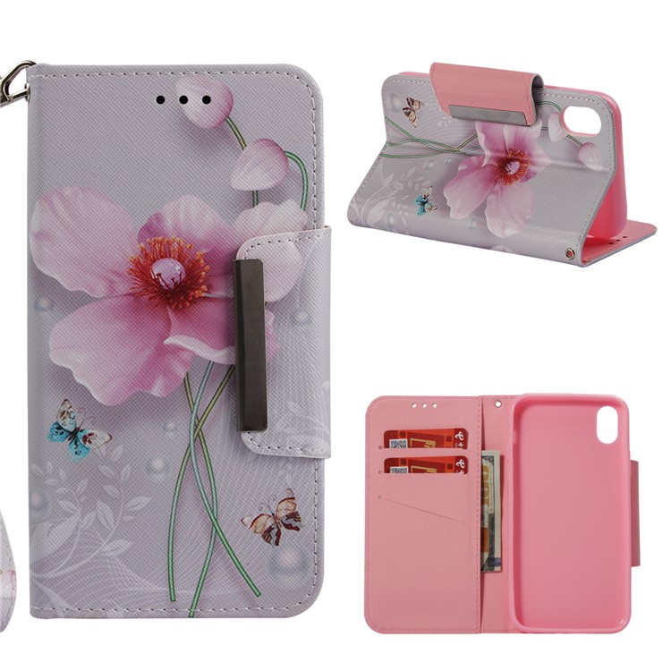 

Pattern Printing PU Leather Wallet Casing for iPhone XR 6.1 inch - Vivid Flower