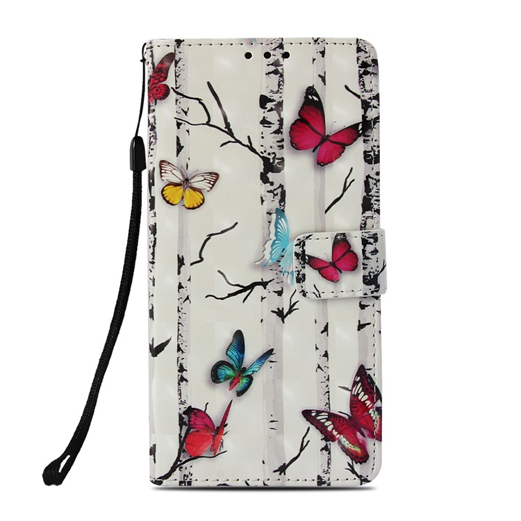 Pattern Printing Leather Wallet Mobile Cover with Stand for iPhone 9 - Colorful Butterflies-2