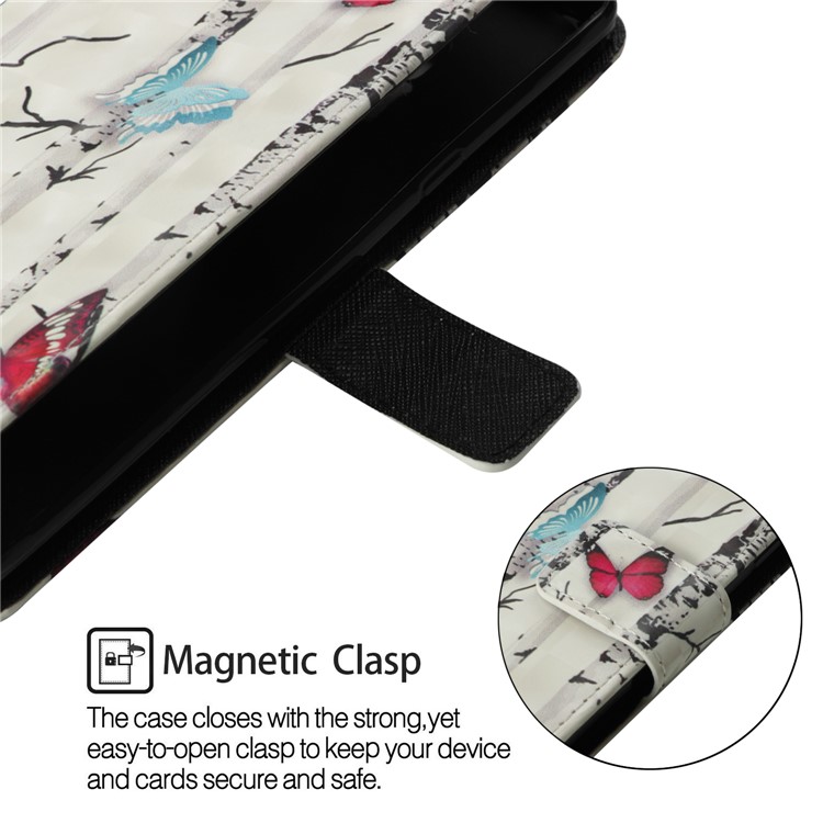 Pattern Printing Leather Wallet Mobile Cover with Stand for iPhone 9 - Colorful Butterflies-5