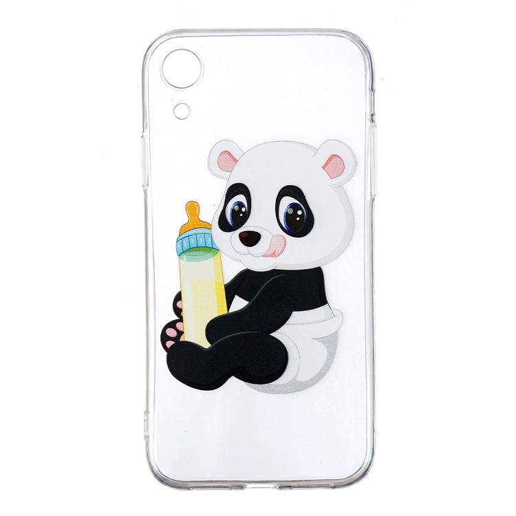 For iPhone 9 Pattern Printing Soft TPU Back Cover Protector - Panda Holding a Bottle-2