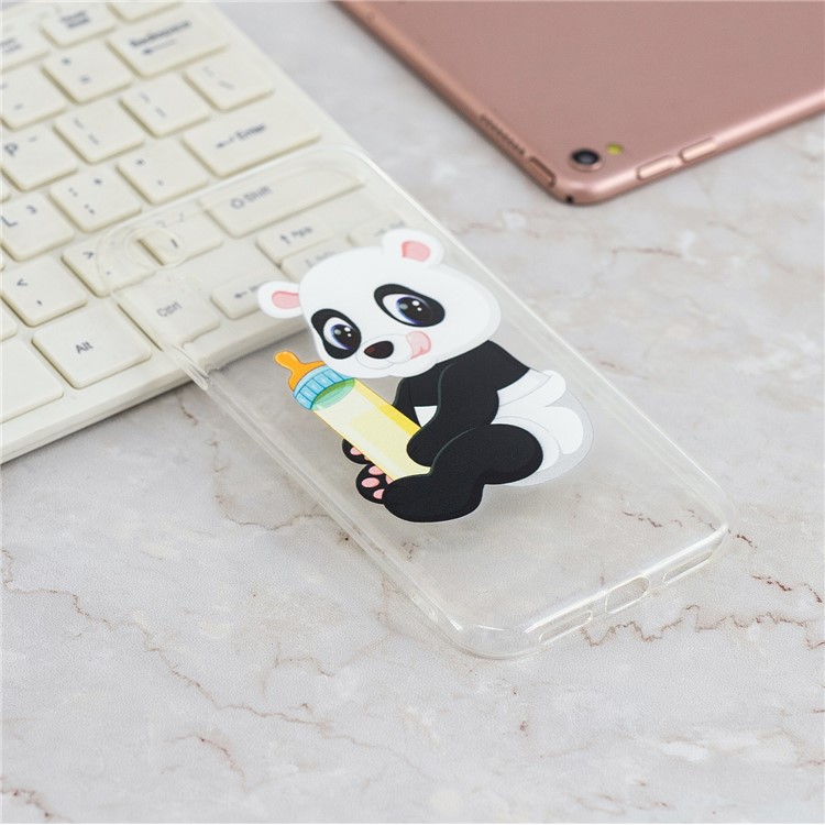 For iPhone 9 Pattern Printing Soft TPU Back Cover Protector - Panda Holding a Bottle-6