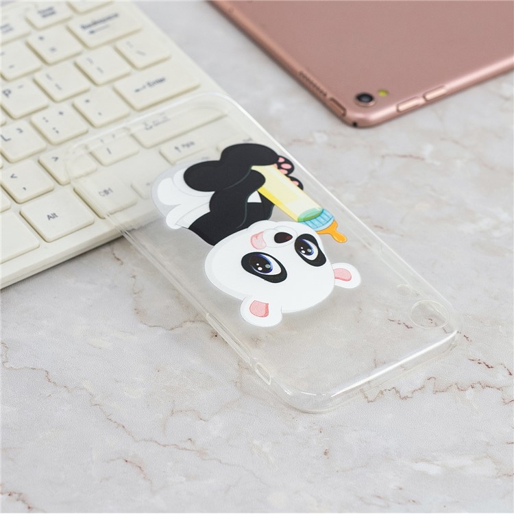 For iPhone 9 Pattern Printing Soft TPU Back Cover Protector - Panda Holding a Bottle-7