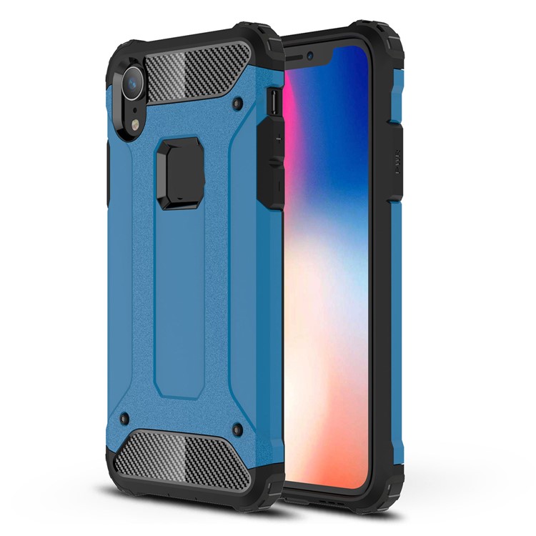 Пластиковый защитный кожух + tpu гибридный защитный чехол для iphone 9 - голубые