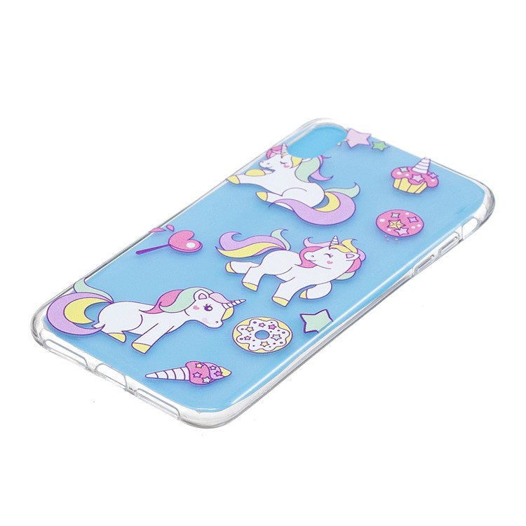 Embossment Patterned TPU Soft Protective Casing for iPhone 9 Plus - Playing Unicorns-2