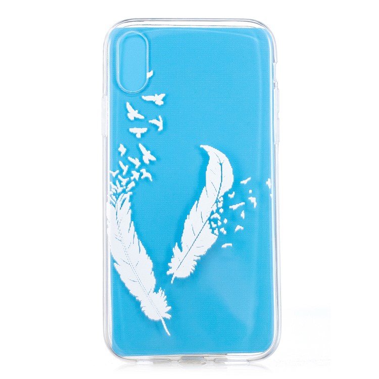 

Embossed Pattern Soft TPU Mobile Case for iPhone XR 6.1 inch9 - White Feather and Bird, iPhone XR