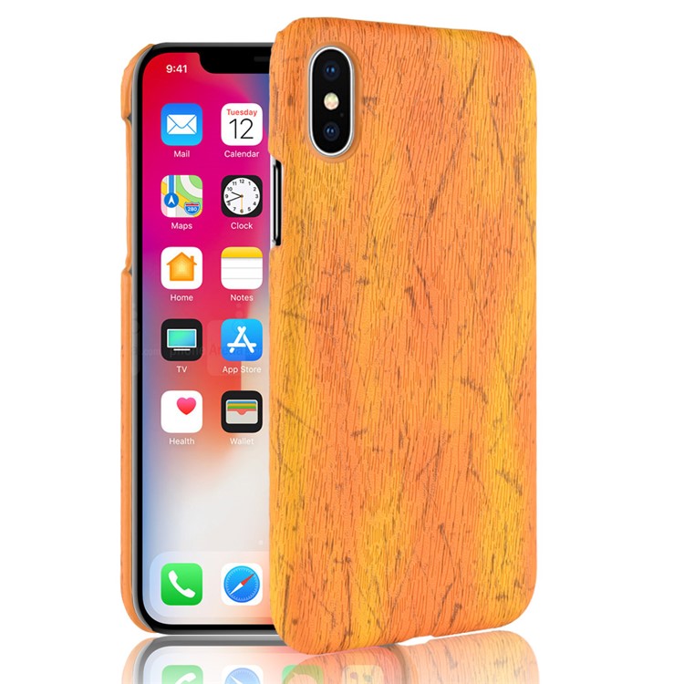 

Деревянная Текстура PU Кожаный Чехол Для ПК С ПК Для Iphone 9 Plus - Желтый