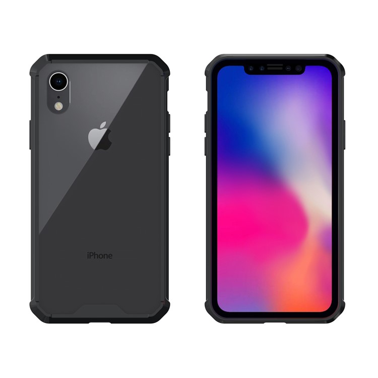 Clear Acrylic + Soft TPU Hybrid Phone Case for iPhone 9 - Black-2
