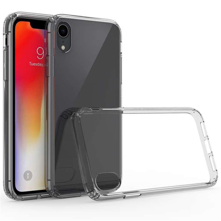 

Crystal Clear Acrylic+ TPU Hybrid Back Cover Shell for iPhone XR 6.1 inch - Grey