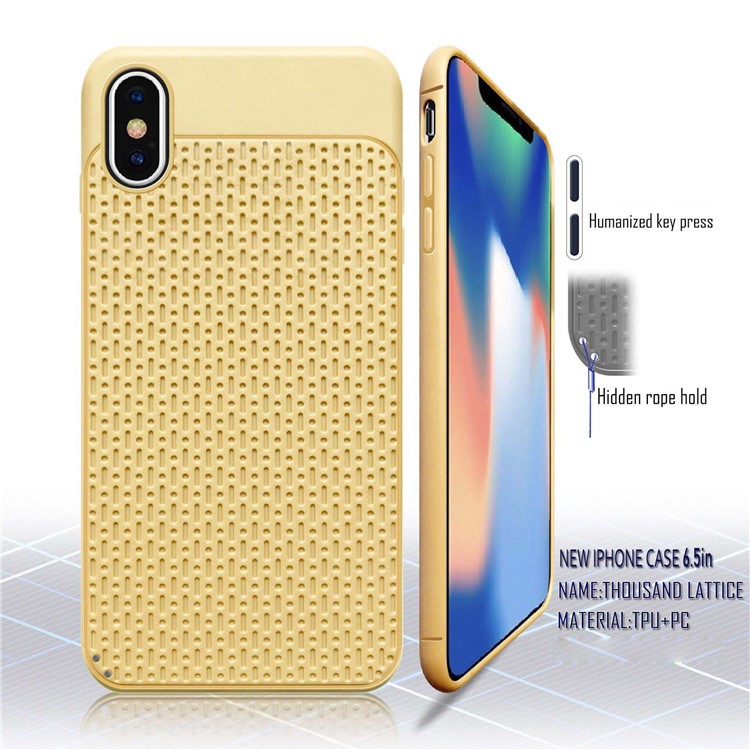 

Thousand Lattice Pattern PC + TPU Hybrid Phone Accessory Cover for iPhone 9 Plus - Gold