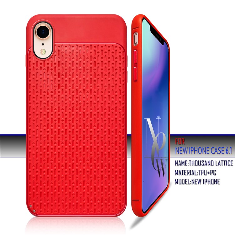 

Тысяча Решетчатой ​​модели PC + TPU Гибридная Телефонная Обложка Для Iphone 9 - Красный