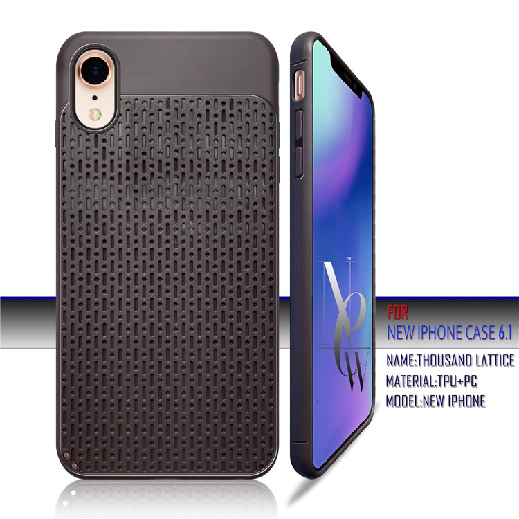 

Thousand Lattice Pattern PC + TPU Hybrid Mobile Casing Cover for iPhone XR 6.1 inch - Coffee