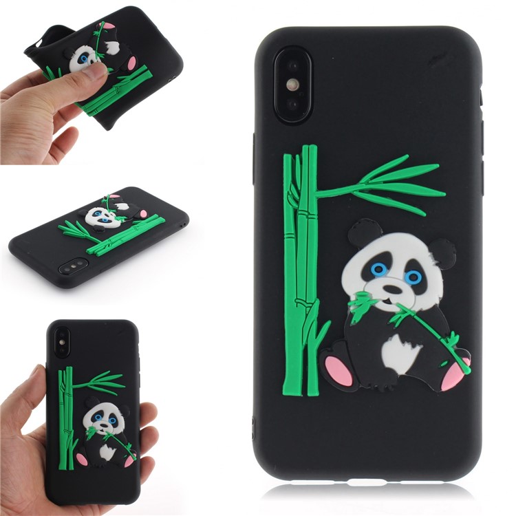 

Мягкий 3D Симпатичный Панда Бамбуковый Узор ТПУ Телефон Чехол Для Iphone Xs / X 5.8 Inch - Черный