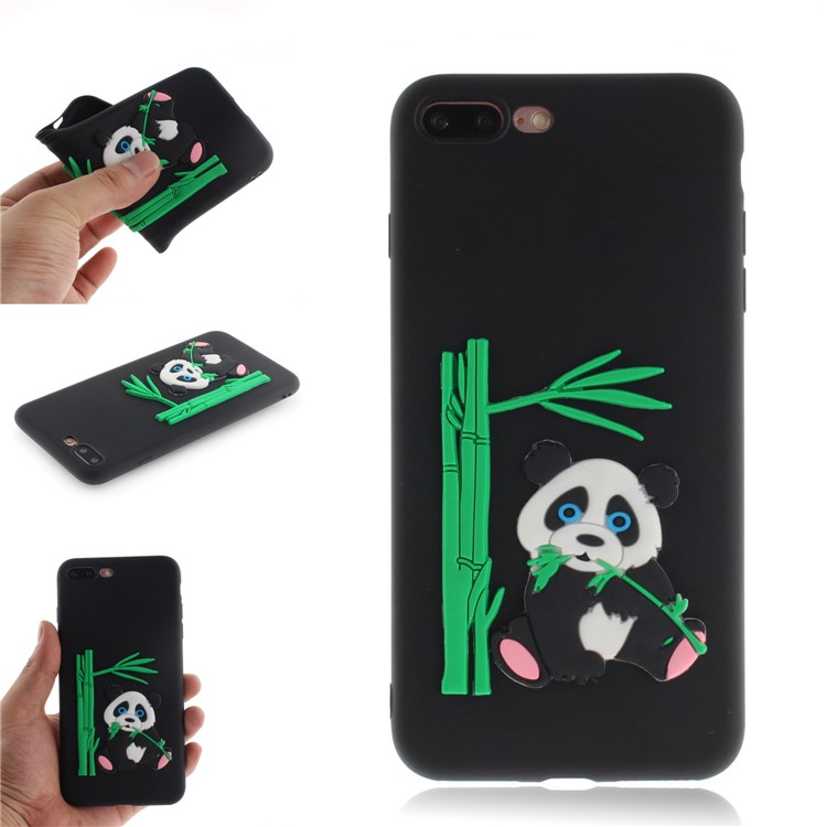 

Lovely 3D Panda Eating Bamboo Pattern TPU Shell for iPhone 8 Plus / 7 Plus 5.5 inch - Black