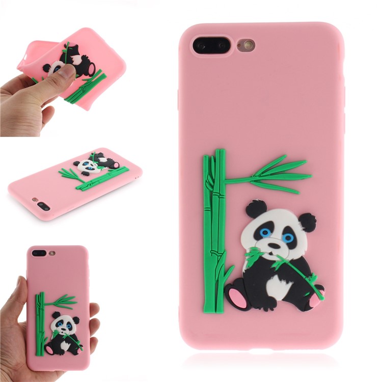 

Lovely 3D Panda Eating Bamboo Pattern TPU Protection Cover for iPhone 8 Plus / 7 Plus 5.5 inch - Pink