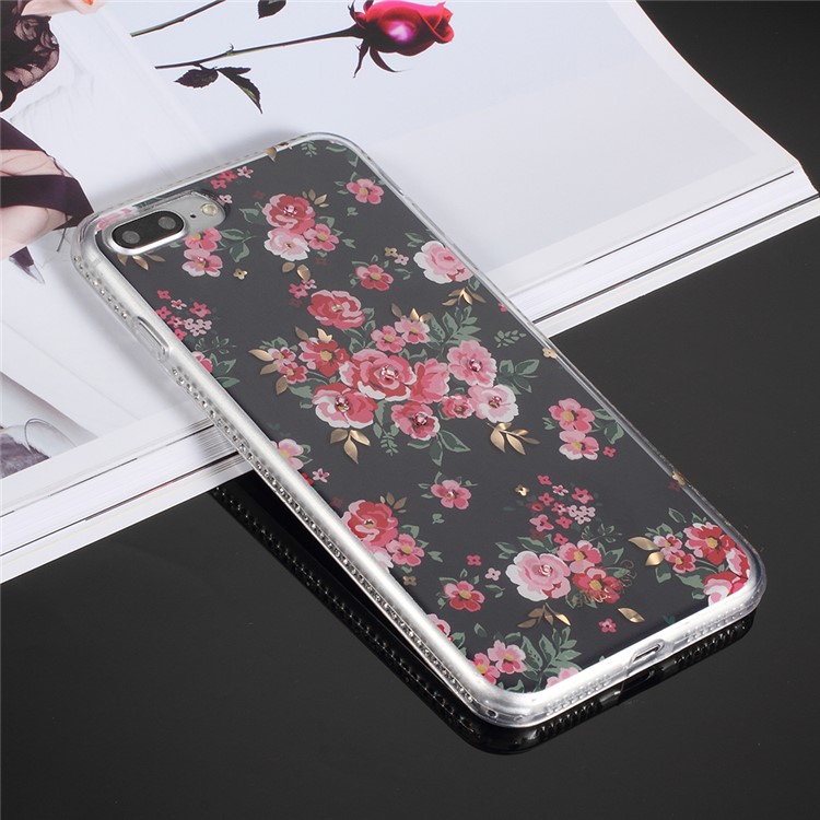 

GIRLSCASE Цветочный Рисунок Rhinestone TPU PC Гибридная Оболочка Для Iphone 8 Plus / 7 Плюс 5,5 Дюймов - Красный Цветок, iPhone 8 Plus