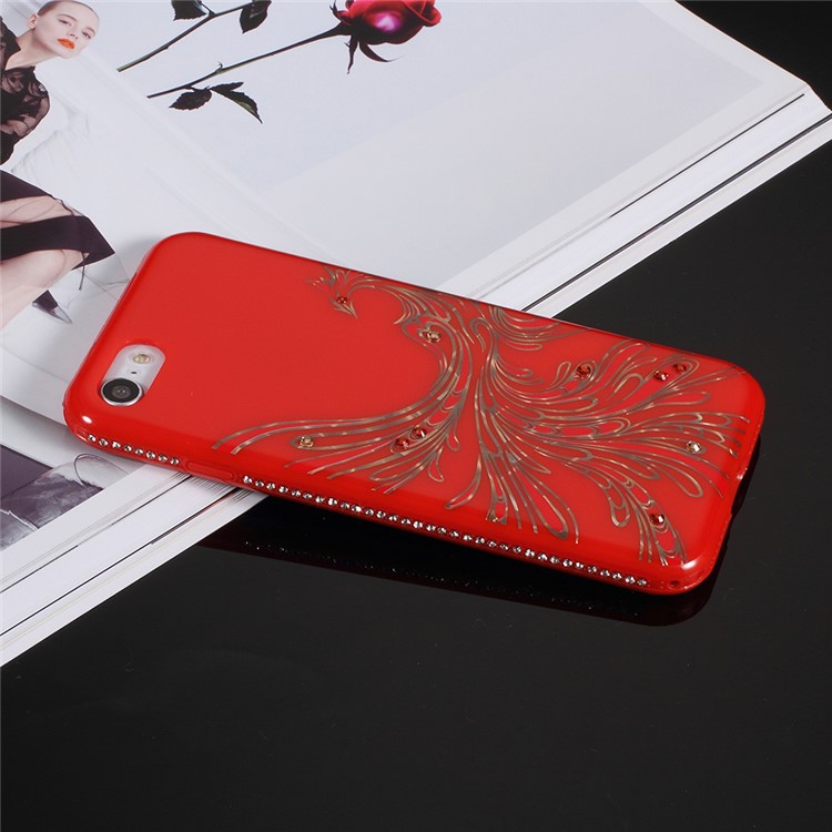 GIRLSCASE Case for iPhone 8 / 7 4.7-inch Rhinestone Decor PC TPU Hybrid Cover - Pretty Phoenix / Red-3