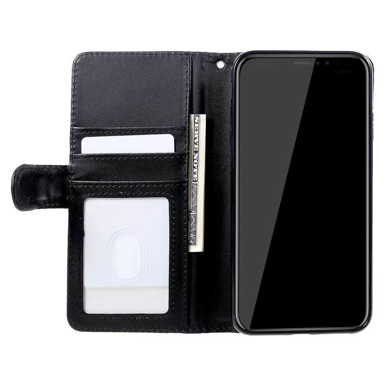 PU Leather Wallet Mobile Phone Case for iPhone 9 Plus 6.5 inch - Black-6