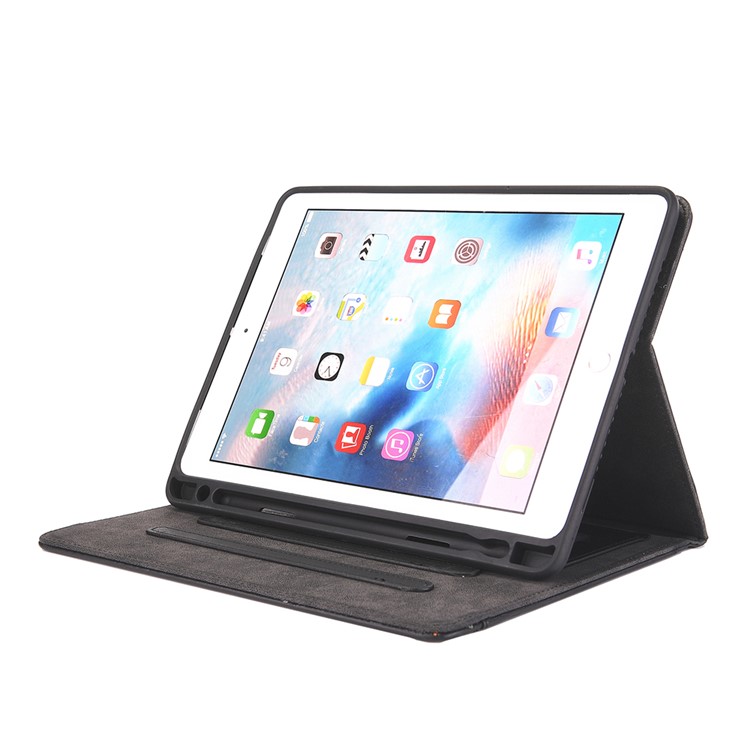 Business Style Wallet Stand PU Leather Smart Case with Pen Slot for iPad 9.7 (2018)/9.7 (2017)/Pro 9.7 (2016)/Air 2/Air - Black-4