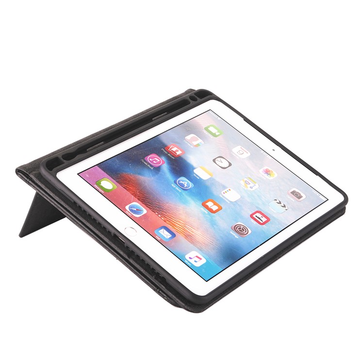 Business Style Wallet Stand PU Leather Smart Case with Pen Slot for iPad 9.7 (2018)/9.7 (2017)/Pro 9.7 (2016)/Air 2/Air - Black-8