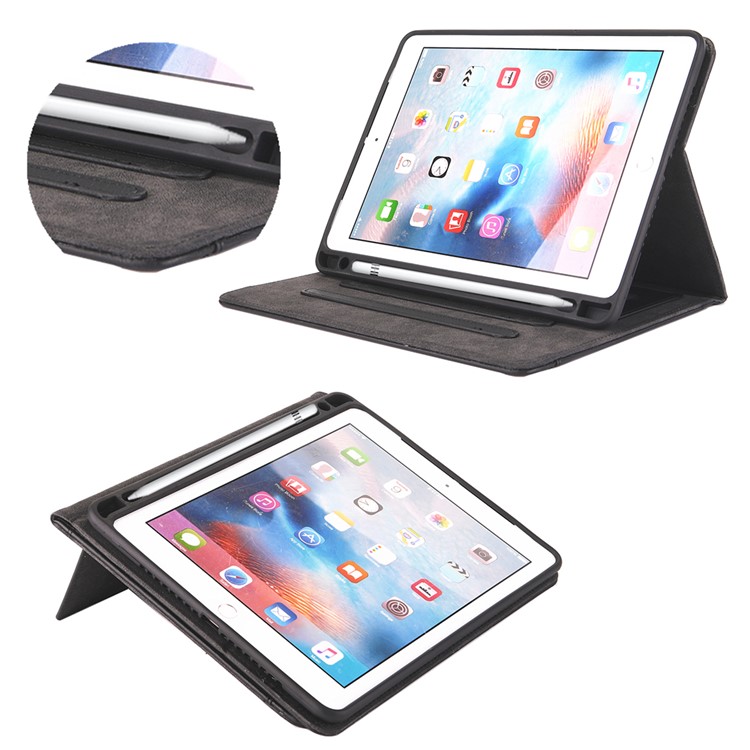 Business Style Wallet Stand PU Leather Smart Case with Pen Slot for iPad 9.7 (2018)/9.7 (2017)/Pro 9.7 (2016)/Air 2/Air - Black-9