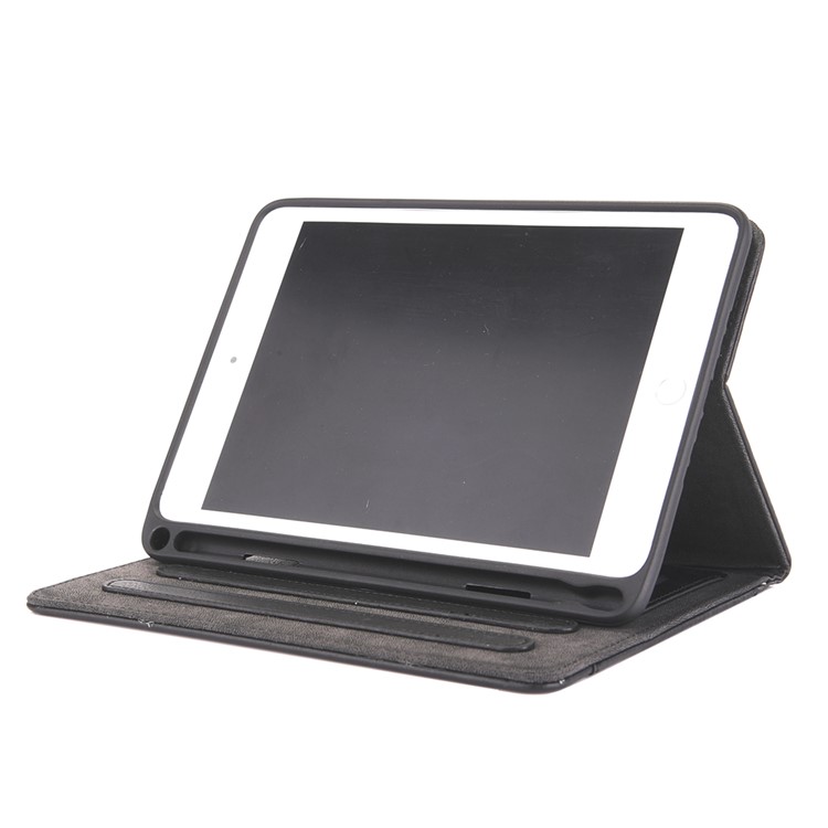 Business Style Wallet Stand PU Leather Smart Case with Pen Slot for iPad Mini 4 / 3 / 2 / 1 - Black-4